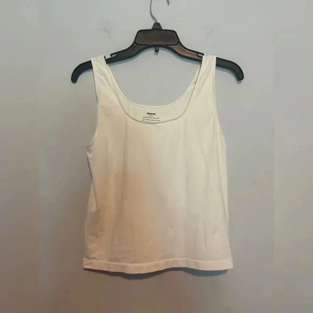 Skims Womens Scoop Neck Cropped Tank Top White (No size, pit-15'')